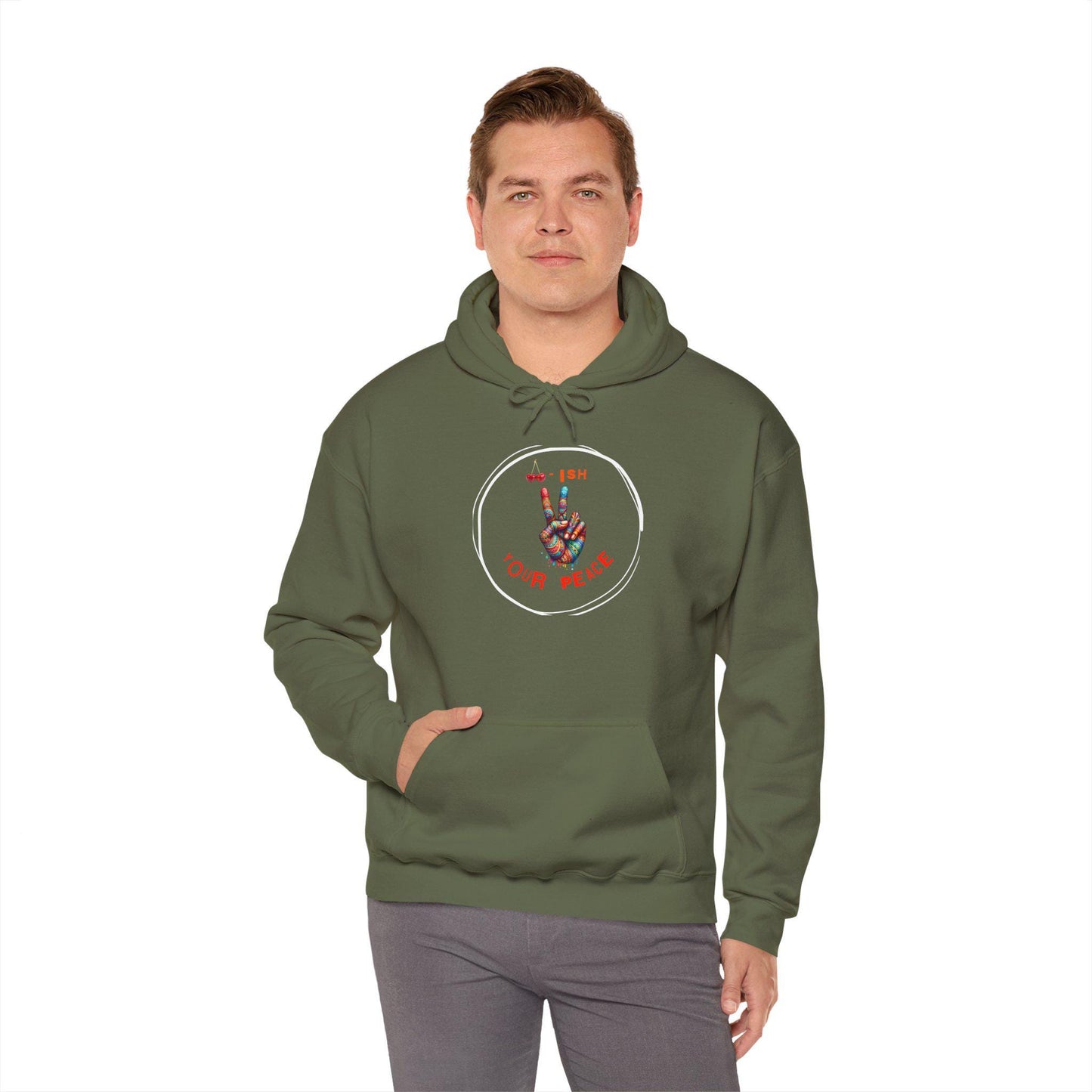 Cherrish Your Peace Sign Unisex Hoodie with Vibrant Design, Cozy Sweatshirt for Everyday Wear, Perfect Gift for Activists, Casual Streetwear