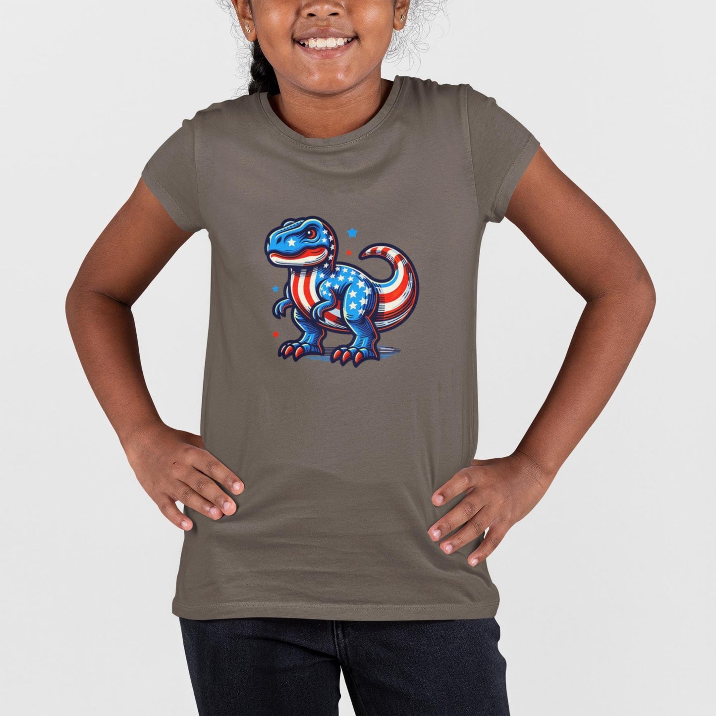 Dinosaur Fourth July Tee, Kids Dinosaur Graphic Tee, Fun Shirt for Children, Cool Summer Clothing, Funny Independence Day Gift For Kids