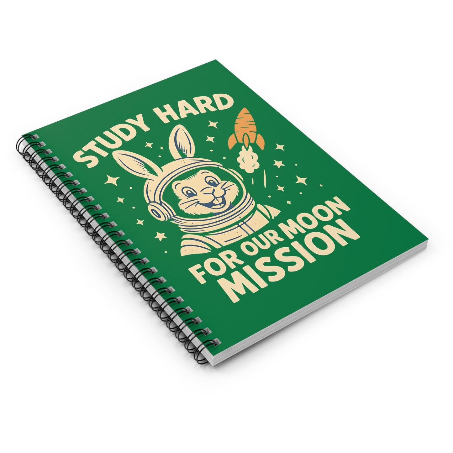 Astronaut Bunny Spiral Notebook - Study Hard for Our Moon Mission, Students Teachers STEM Gift Cute, Study Notes Planner Back to School