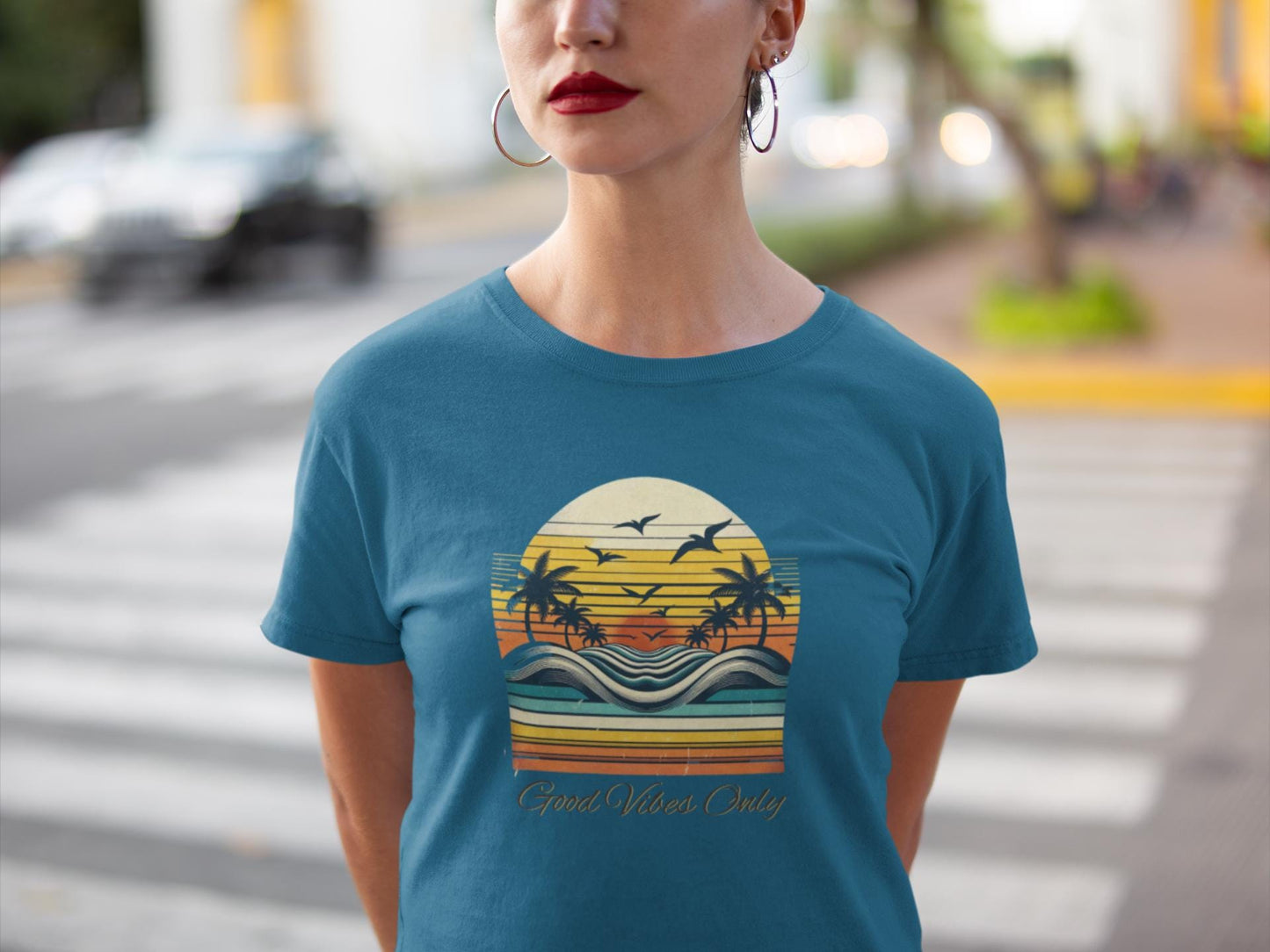 Sunshine Good Vibes Only Shirt, Summer Vibe Shirt, Everyday Comfort Colors, Only Good Vibes, Retro Sunset Rays Shirt, Weekend Style T-Shirt