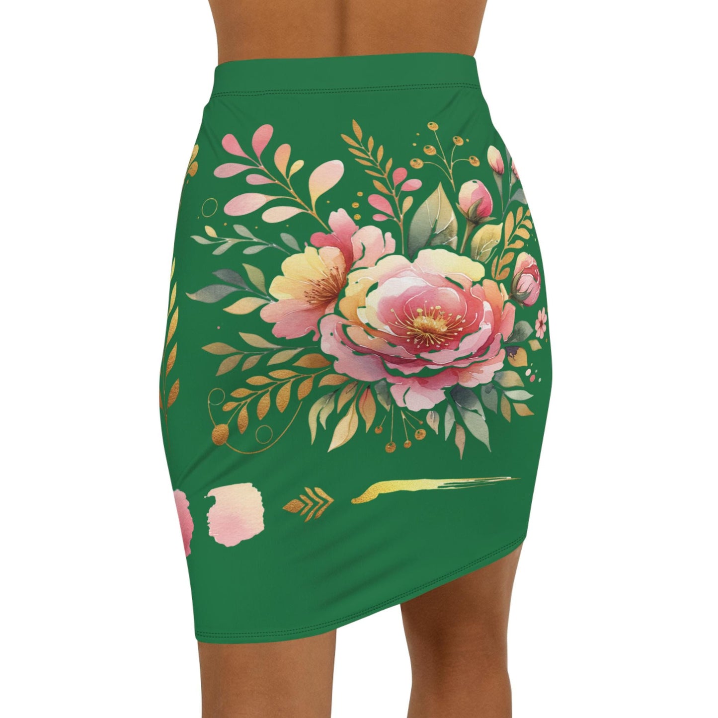 Floral Women's Mid-Waist Pencil Skirt, Chic Design for Everyday, Office Wear, Floral Fashion Statement, Gift for Her, Fun Spring Summer Wear