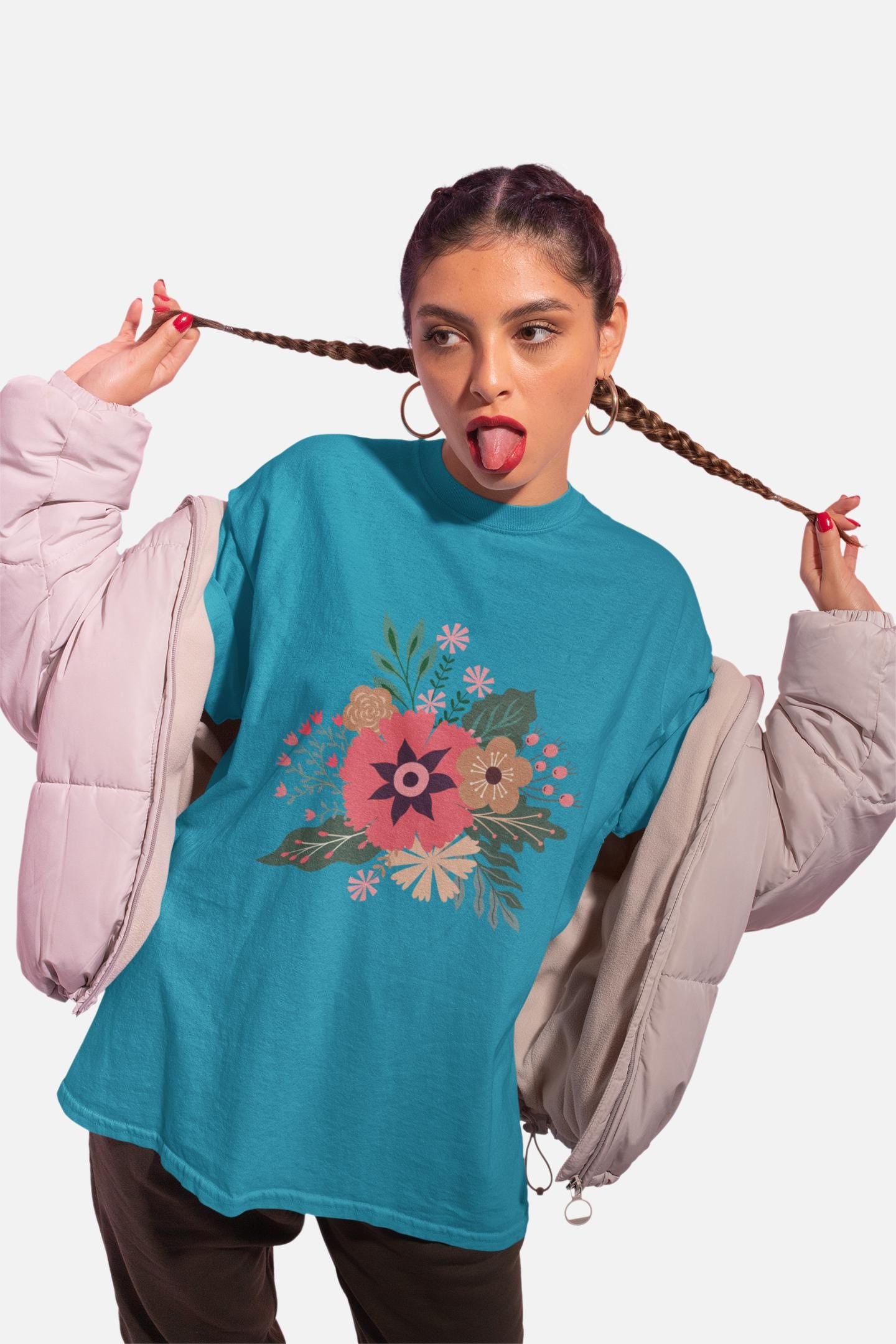 Summer Boho Floral T-Shirt, Soft Cotton Tee, Boho Chic Top, Gift for Her, Summer Style Wear, Everyday Casual Attire, Fun Vibes Comfort Color