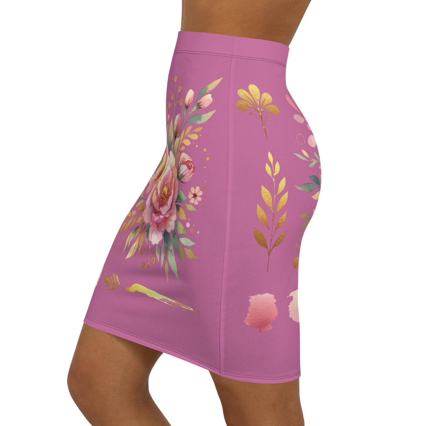 Floral Women's Mid-Waist Pencil Skirt, Chic Design for Everyday, Office Wear, Floral Fashion Statement, Gift for Her, Fun Spring Summer Wear