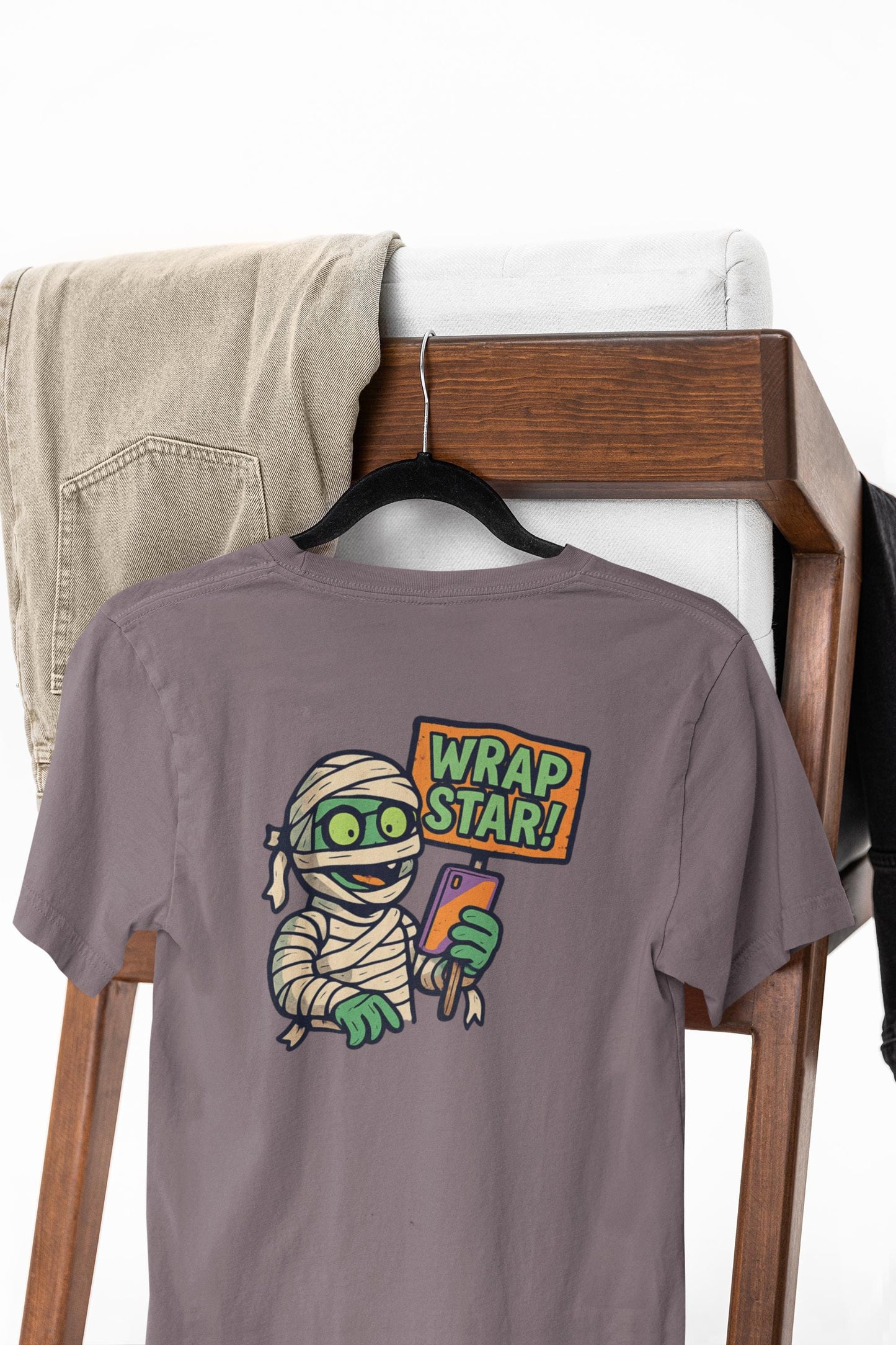 Youth Mummy Wrap Star Tee - Fun Halloween Shirt, Kids' Costume Tee, Cute Ghost Tee, Spooky Party Outfit, Trick or Treat Top Back to School