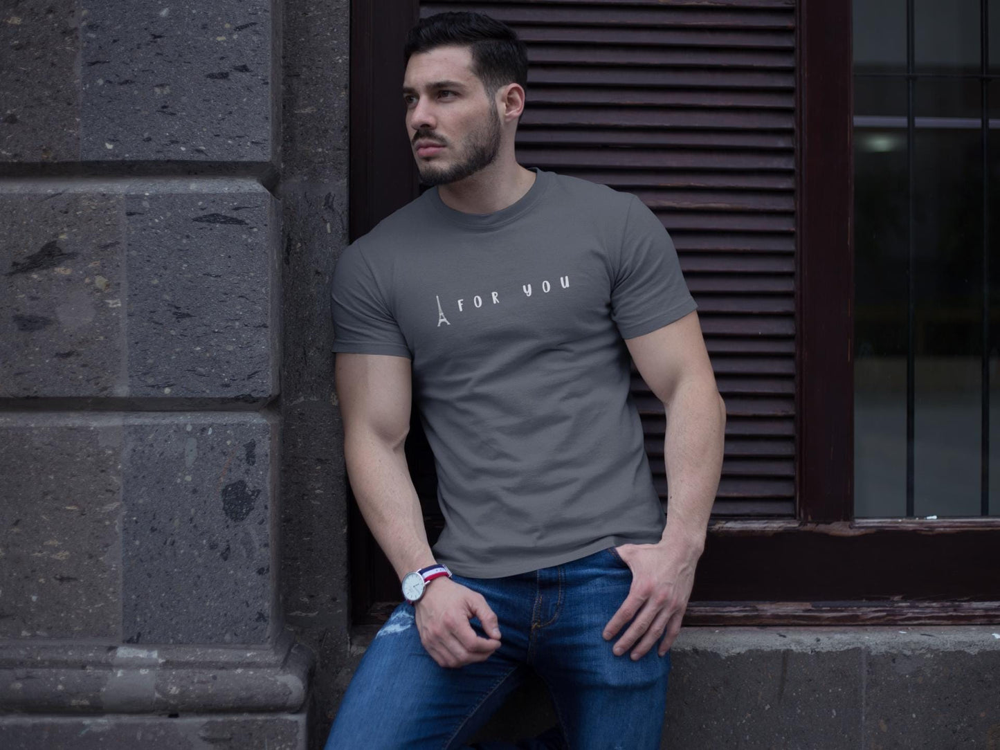 Eiffel in Love Unisex Tee, Fun Playful Summer Beach Tshirt, Flirty French Kiss Top, Paris Vacation Shirt, Romantic Graphic Tee for Him or