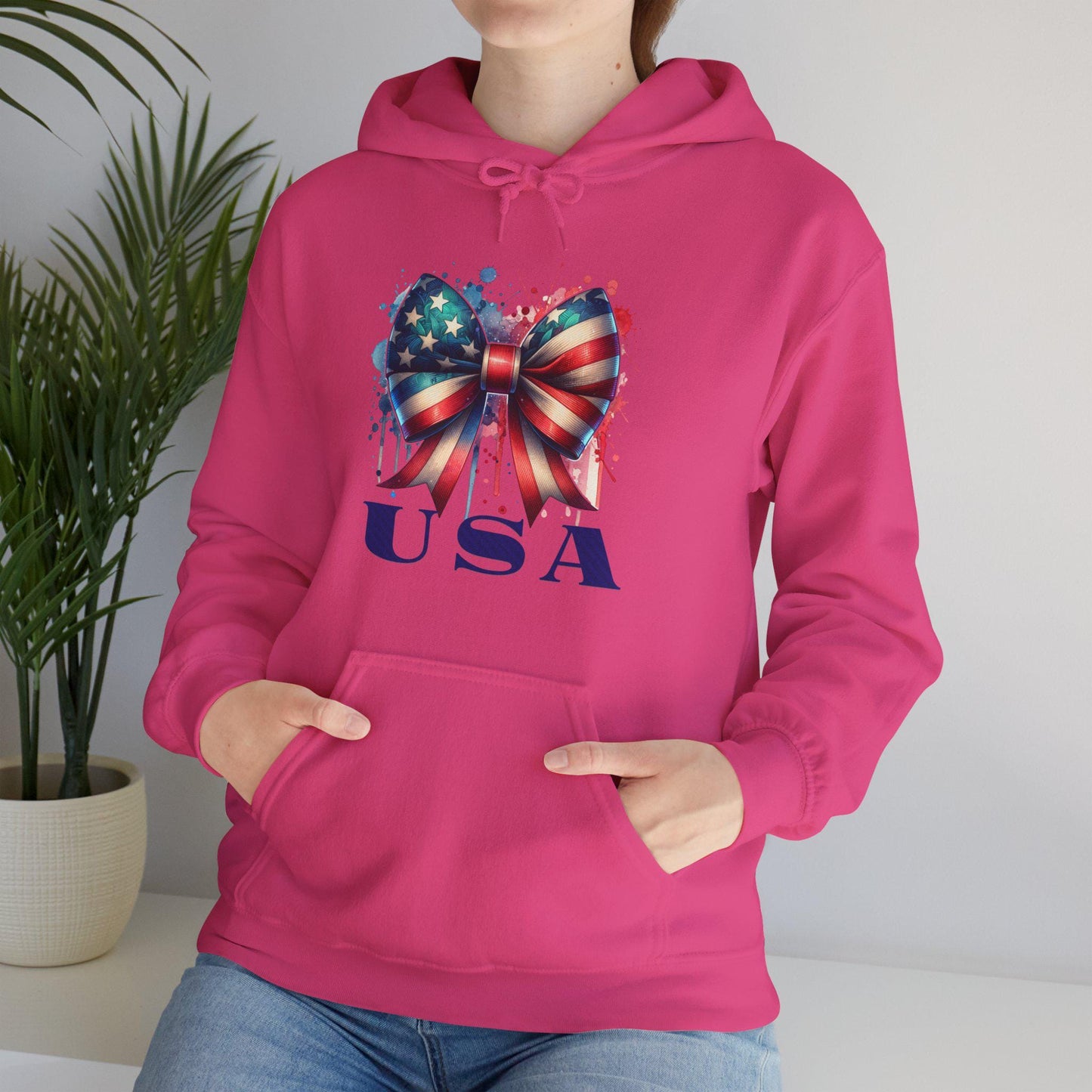 Patriotic Bow Hoodie - USA Design, Fourth of July, Independence Day, Gift for Her, Cozy Sweatshirt, Summer Style, Holiday Apparel