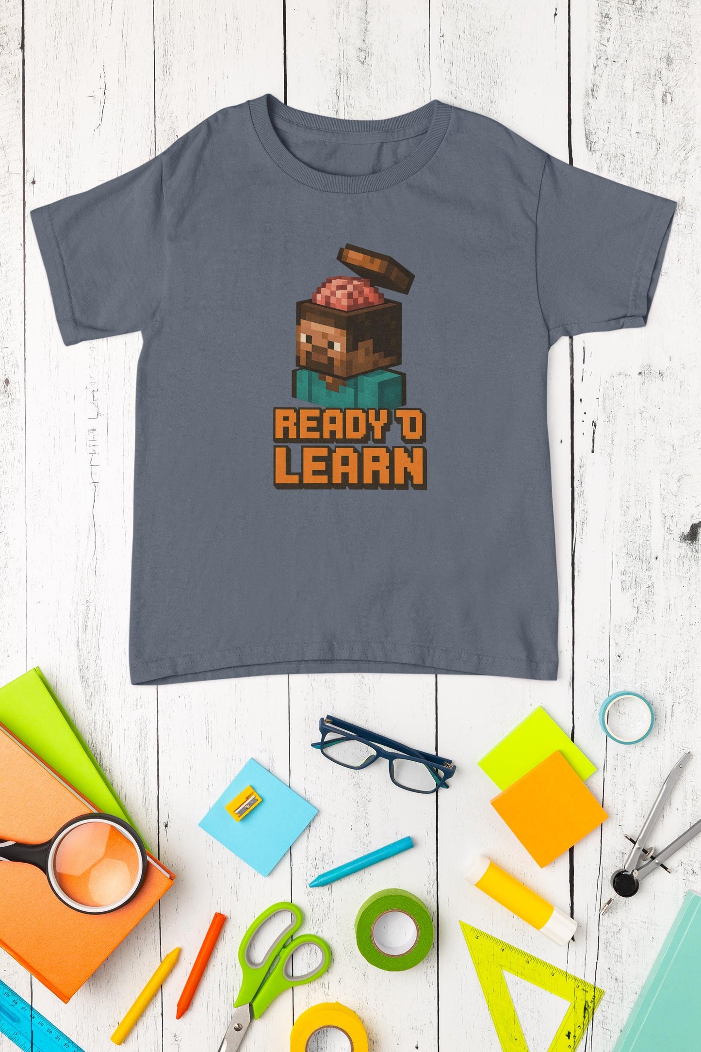 Youth Minecraft Inspired Tee - Ready to Learn, Gamer Shirt, Back To School Student Tee, First Day Of Back to School Shirts for Boys & Girls