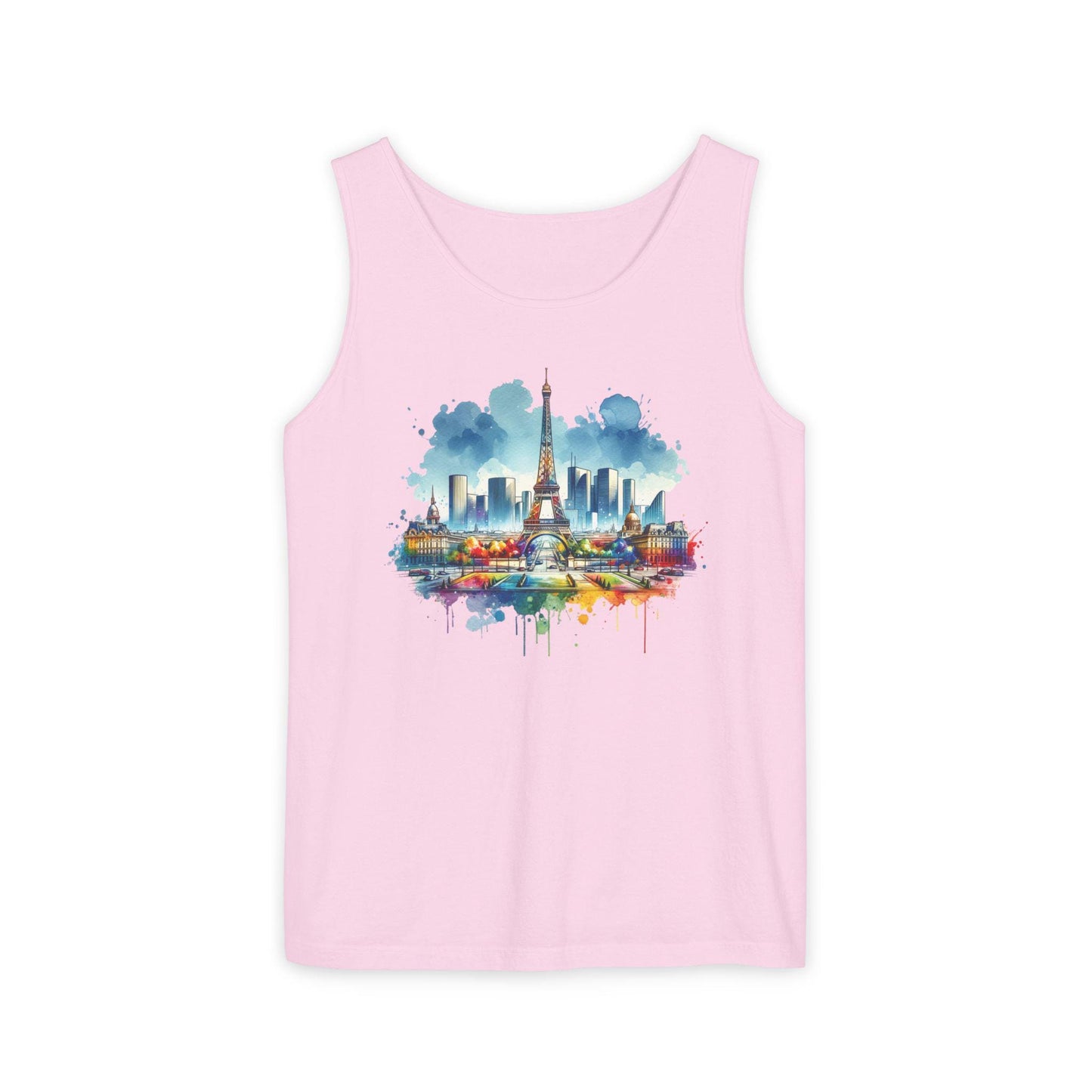 Paris en Couleur Tank Top, Eiffel Tower Art Shirt, Vacation Vibe Tee, Summer Wardrobe Essential, Casual Holiday Weekend Wear