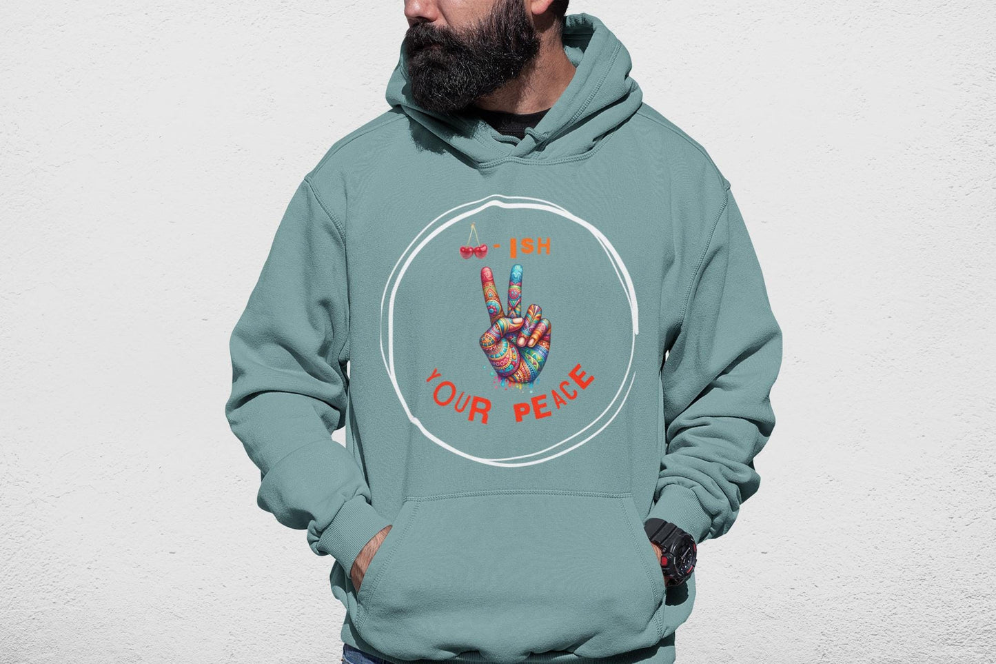 Cherrish Your Peace Sign Unisex Hoodie with Vibrant Design, Cozy Sweatshirt for Everyday Wear, Perfect Gift for Activists, Casual Streetwear