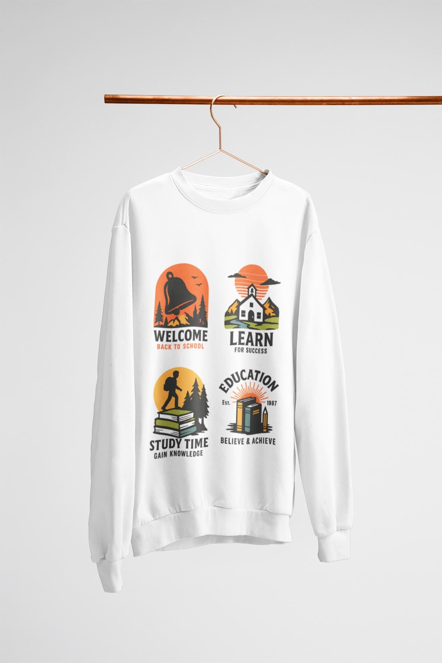 Kids Inspiring Sweatshirt - Welcome, Learn, Study Time, Fun Sweatshirt, Classroom Style, Back to School, Gift for Boy & Girl Back to School