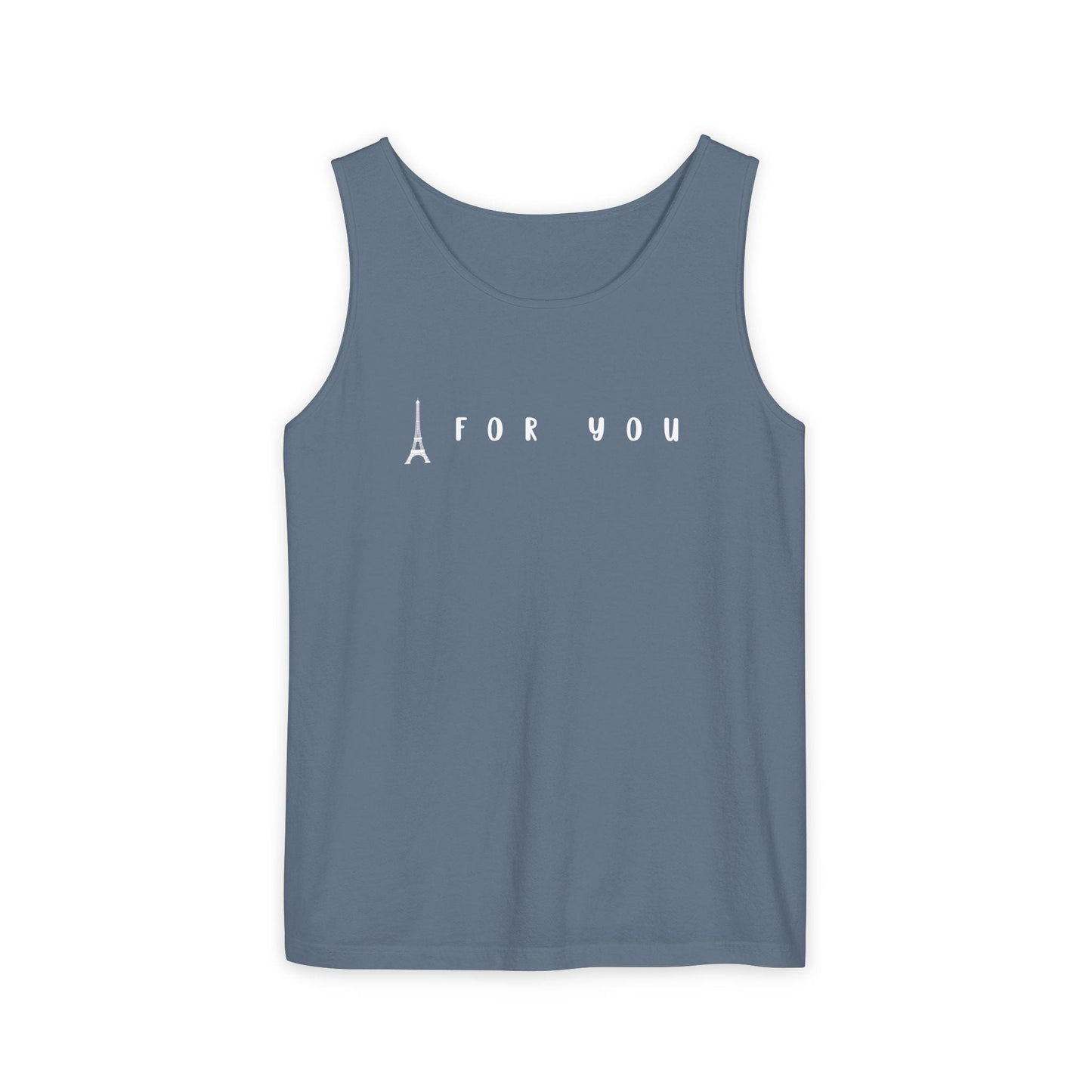 Eiffel in Love Tank Top, Playful Summer Beach Top, Flirty French Kiss Top, Paris Vacation Tank Top, Romantic Graphic Top for Her & Him