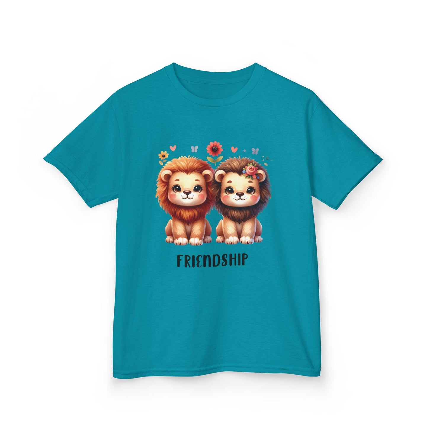Kids Friendship Graphic Tee, Fun Shirt for Children, Cool Summer Clothing, Gift for Kids, Party Wear, Cool Boho Lion Natural Kids Youth Tee