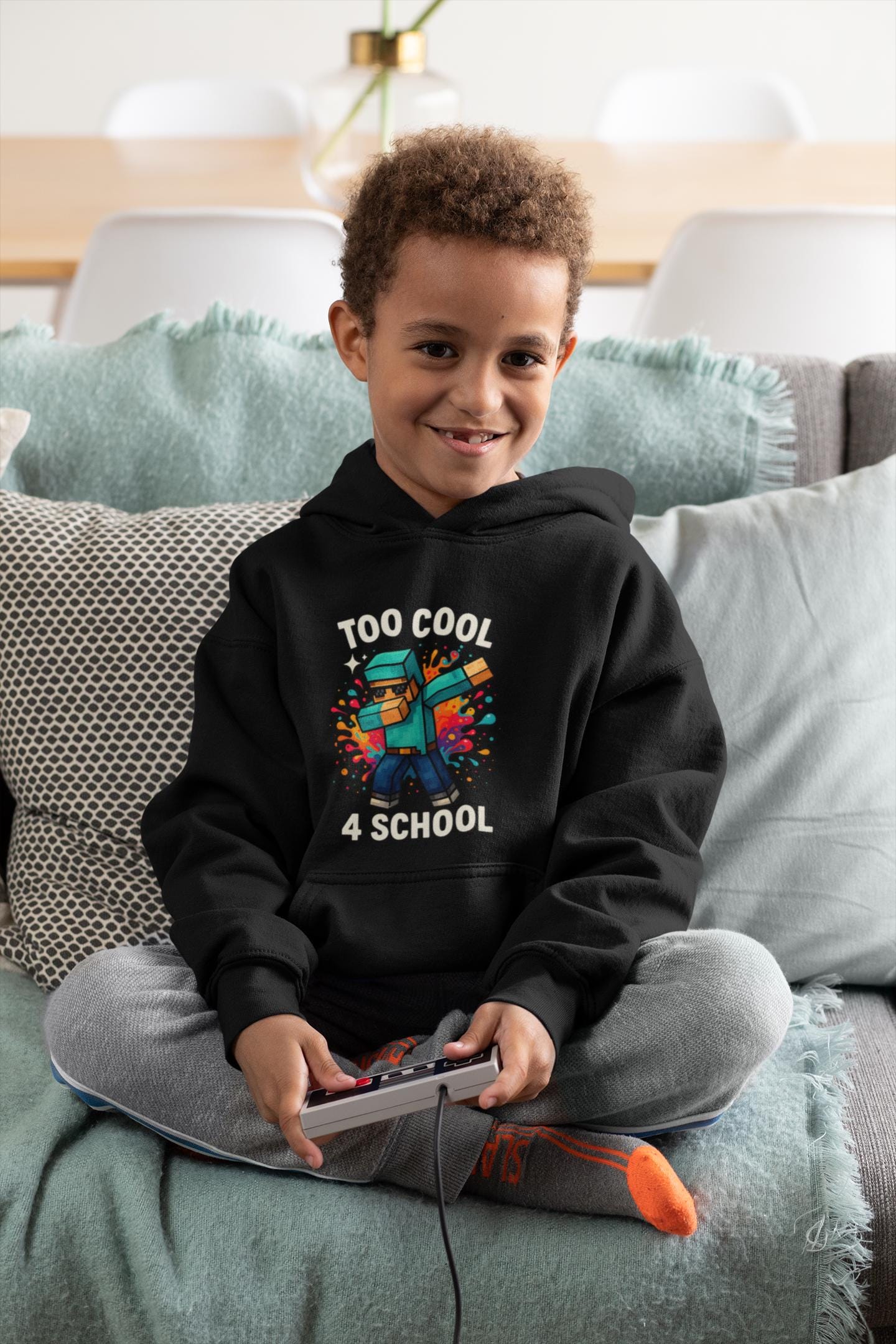 Minecraft Inspired Too Cool 4 School Youth Hoodie, Kids Hoodie, Back to School Gift for Students, Welcome Back Hoodie, Back-to-School Hoodie