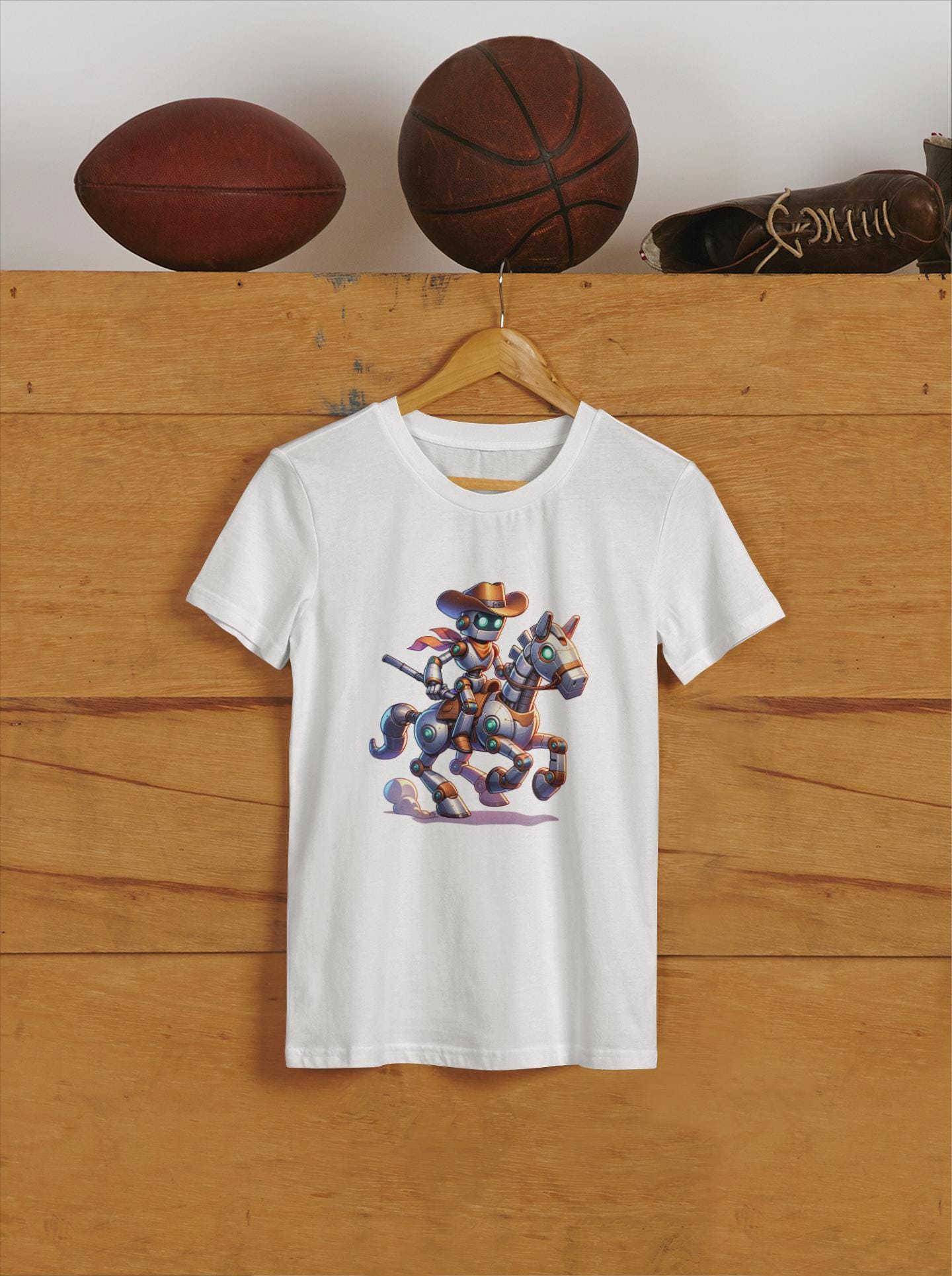 Kids Fun Robot Cowboy Tee, Back-to-School T-Shirt, Unique Gift for Kids, Birthday Shirt, Playful Graphic Kids Wear, Back to School Apparel