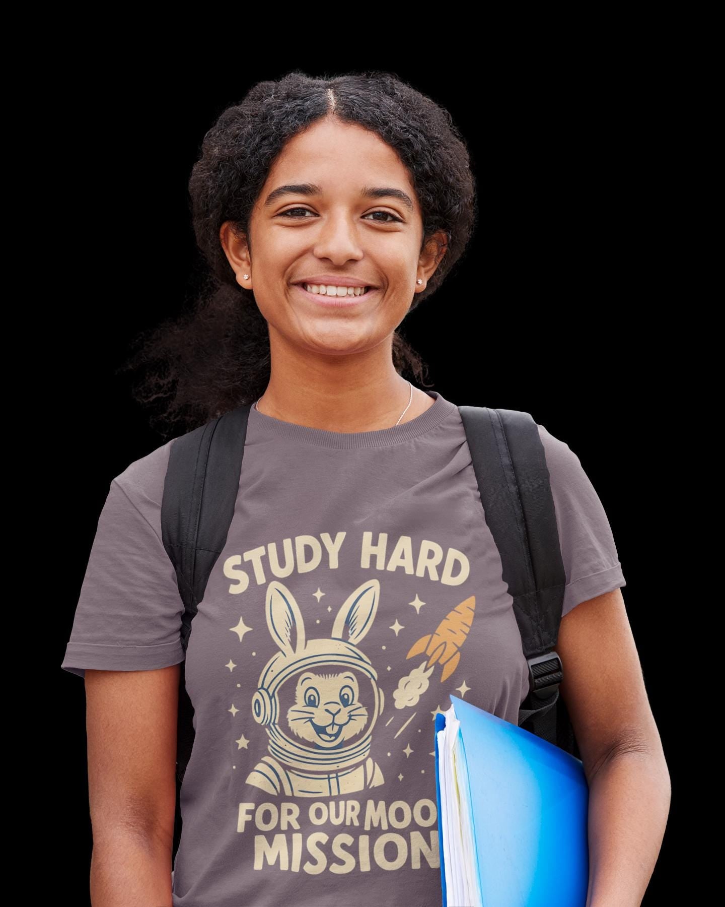 Astronaut Bunny Youth Tee, Study Hard Shirt, Back to School Gift for Students, Welcome Back T-Shirt, Back-to-School T-Shirt, Student Shirt