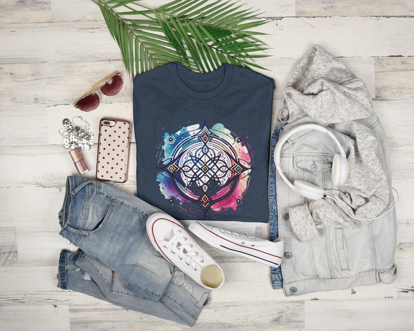 Neodiverse Astro Celestial Neo-Soul T-Shirt, Colorful Mandala Design, Boho Tee, Comfortable Casual Wear, Perfect for Festivals