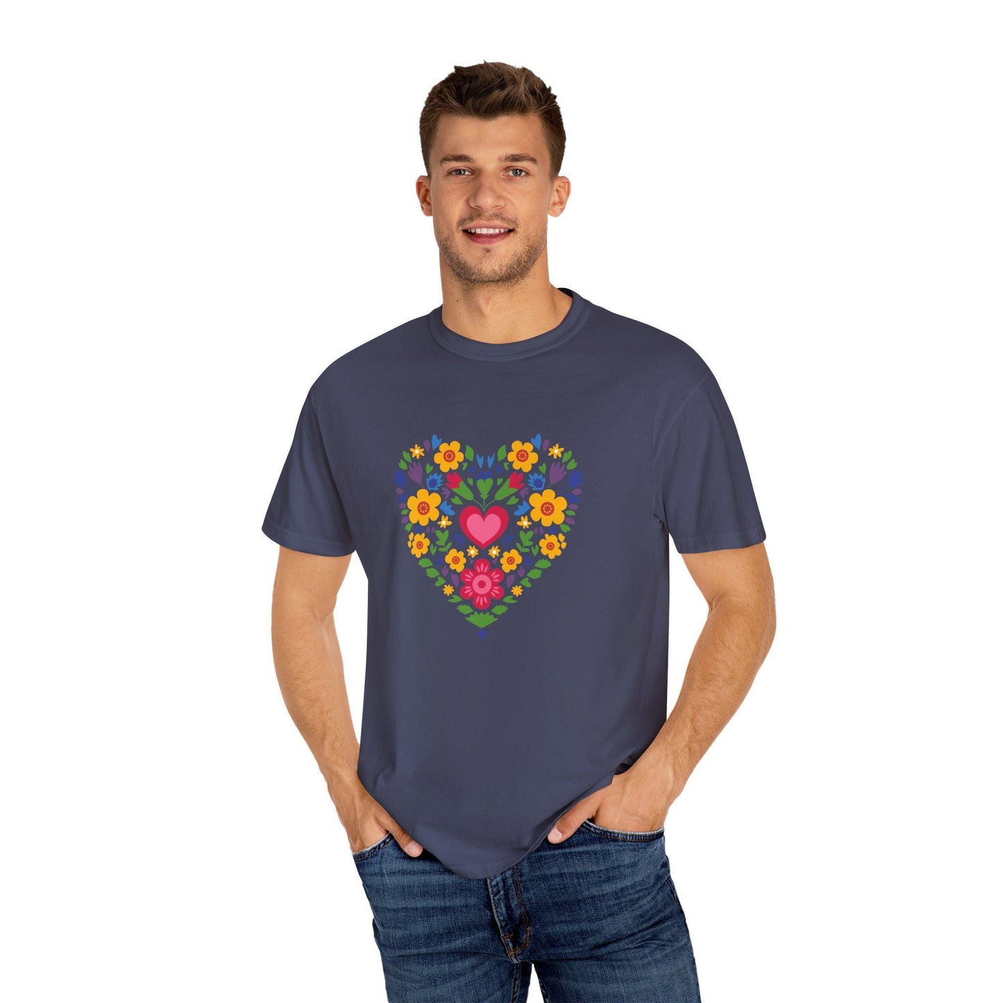 Floral Heart Unisex T-Shirt, Colorful Graphic Tee for Nature Lovers, Perfect for Spring Parties, Mother's Day Gift, Casual Everyday Wear