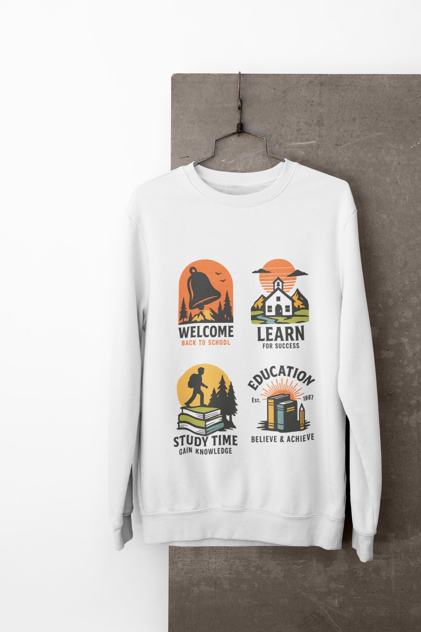 Kids Inspiring Sweatshirt - Welcome, Learn, Study Time, Fun Sweatshirt, Classroom Style, Back to School, Gift for Boy & Girl Back to School