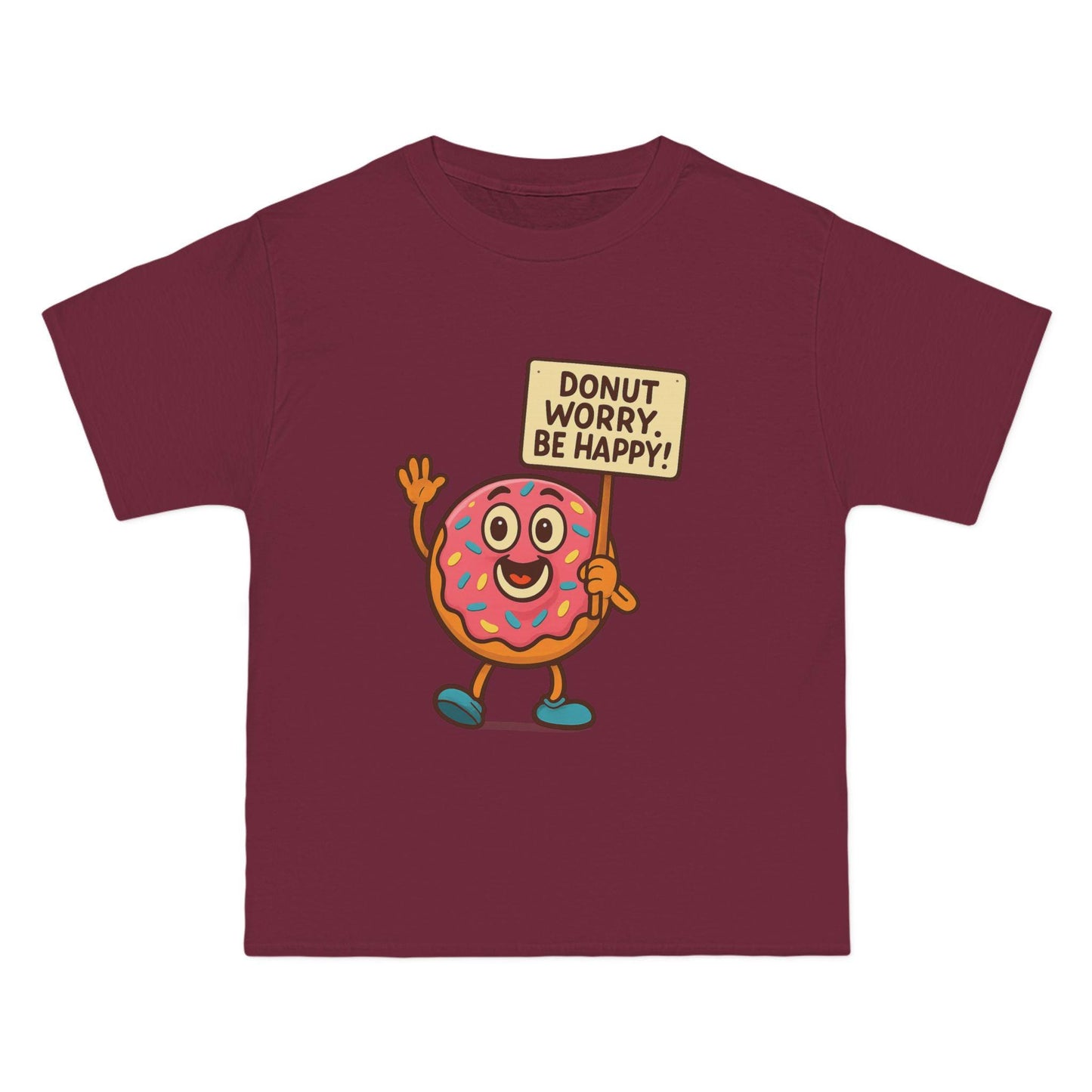 Donut Worry Be Happy T-Shirt - Fun and Inspirational Graphic Tee for Food Lovers, Perfect for Gifts, Casual Wear, Birthday, and Celebrations