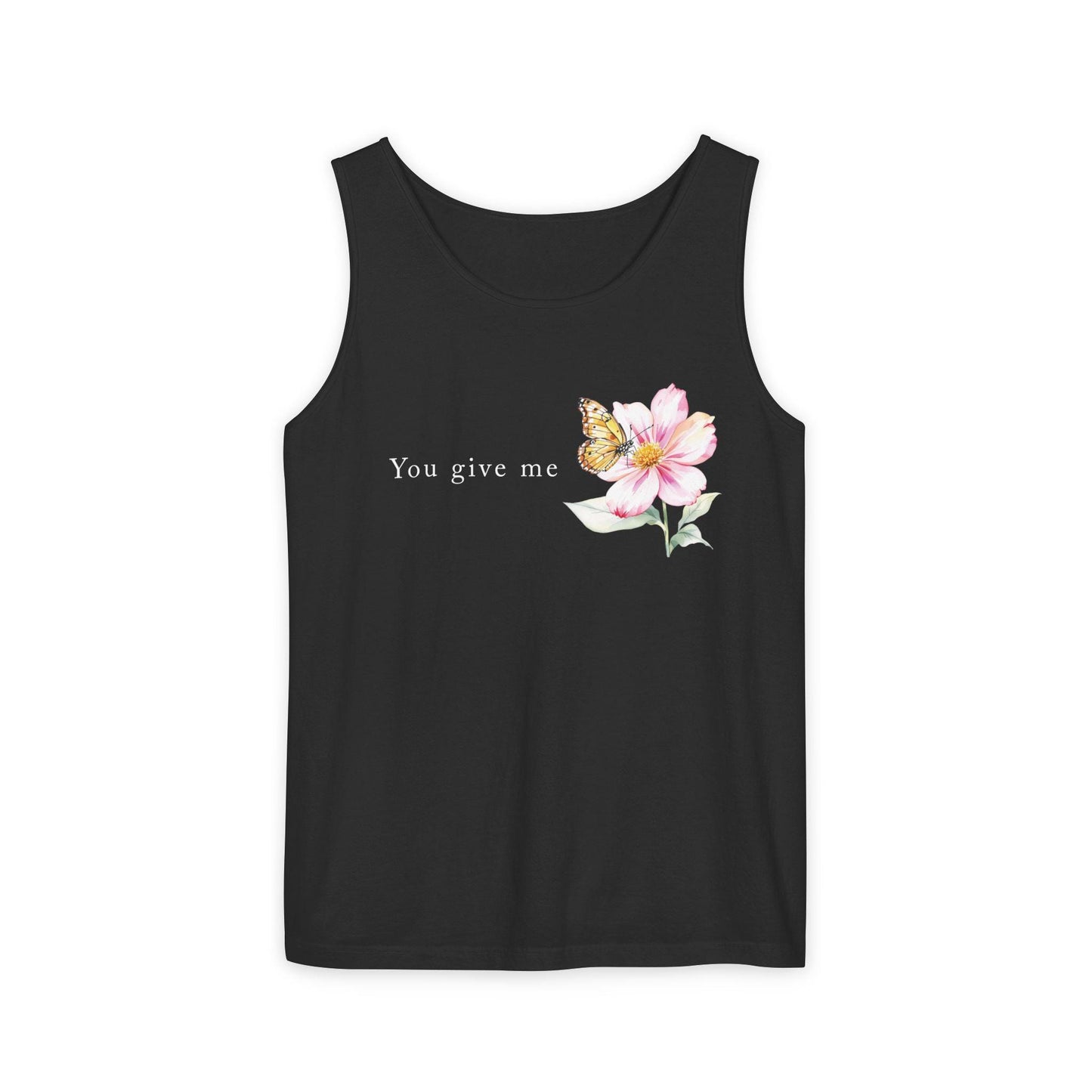 Whimsical Floral Butterfly Tank Top, Nature Lover Shirt, Everyday Casual Tee, Gift for Her, Spring Fashion Top, Eco-friendly Apparel, Unisex