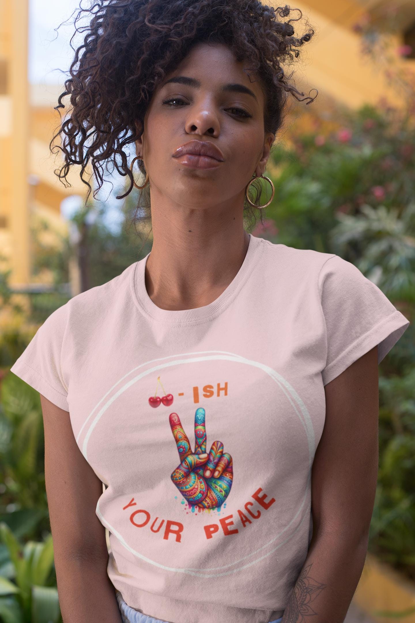 Cherrish Your Peace Sign Unisex T-Shirt with Vibrant Design, Cozy Sweatshirt for Everyday Wear, Perfect Gift for Activists, Streetwear