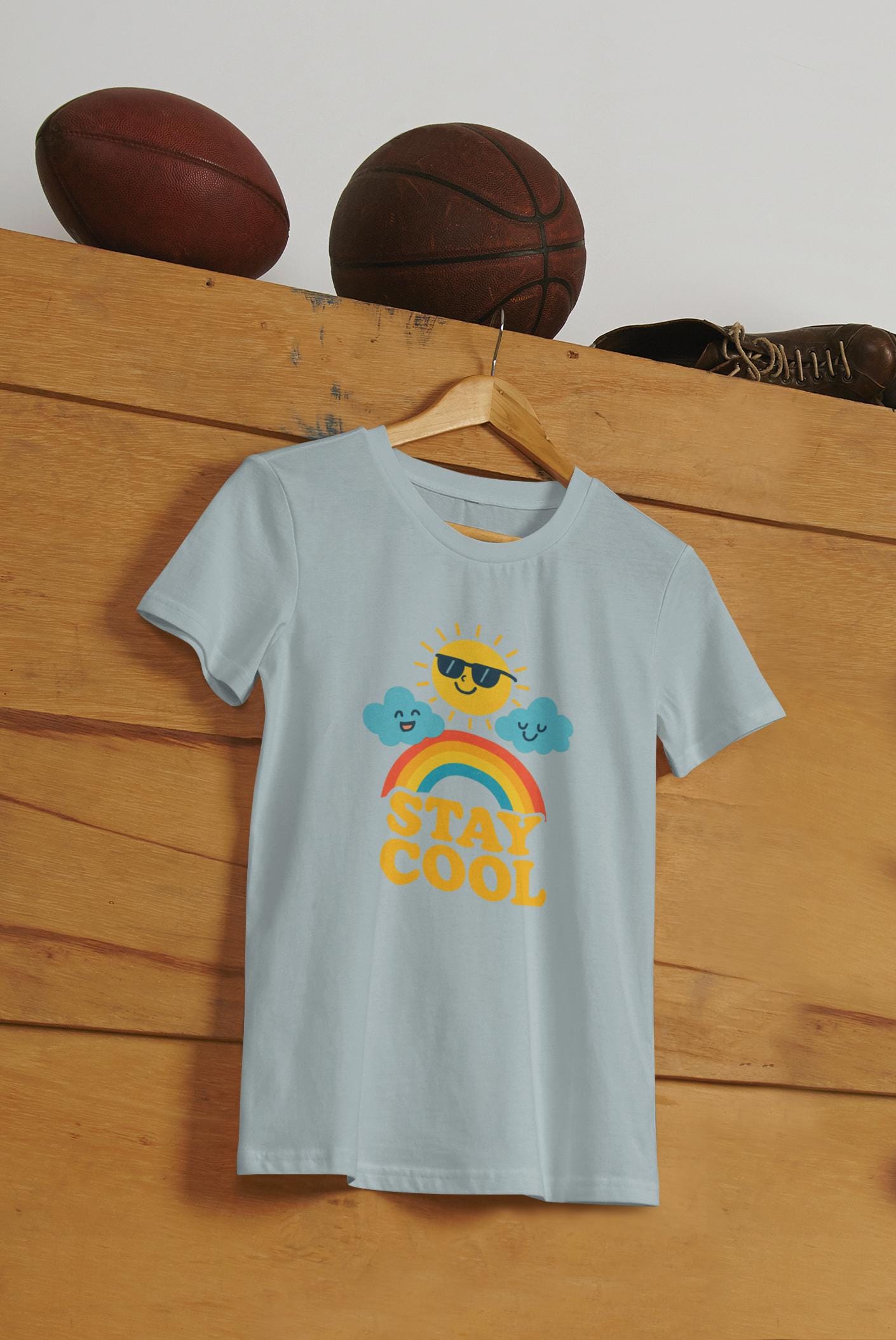 Kids Summer Tee, Stay Cool Graphic Shirt, Fun Kids Apparel, Sunny Day Outfit, Rainbow T-Shirt, Cool Kid's Clothes, Back to School Apparel