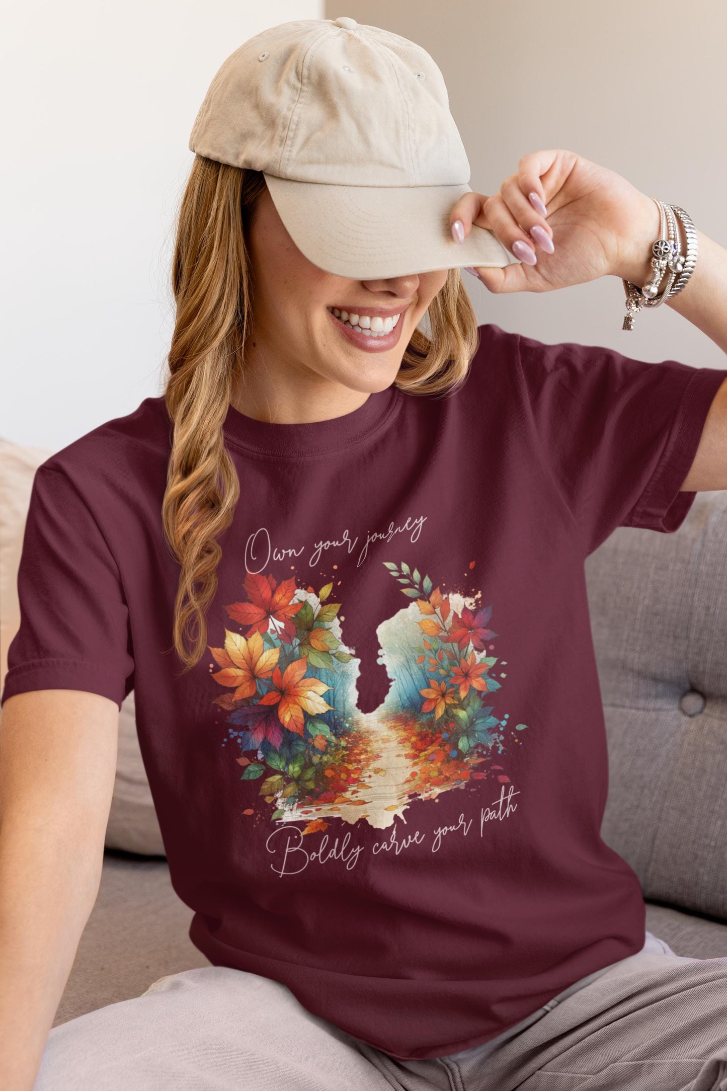 Colorful Autumn T-Shirt, Nature Vibe Tee, Comfort Colors, Own Your Journey, Boldly Carve Your Path, Inspiring Boho Casual Wear, Unisex