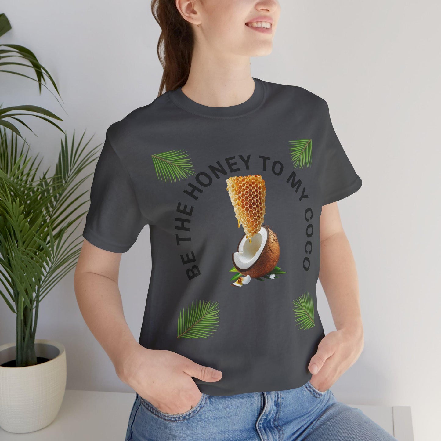 Honey to My Coco Tee | Short Sleeve T-Shirt | Beach Vibes, Casual Wear, Summer Outfit, Gift for Friends, Tropical Style, Fun Flirty Tee