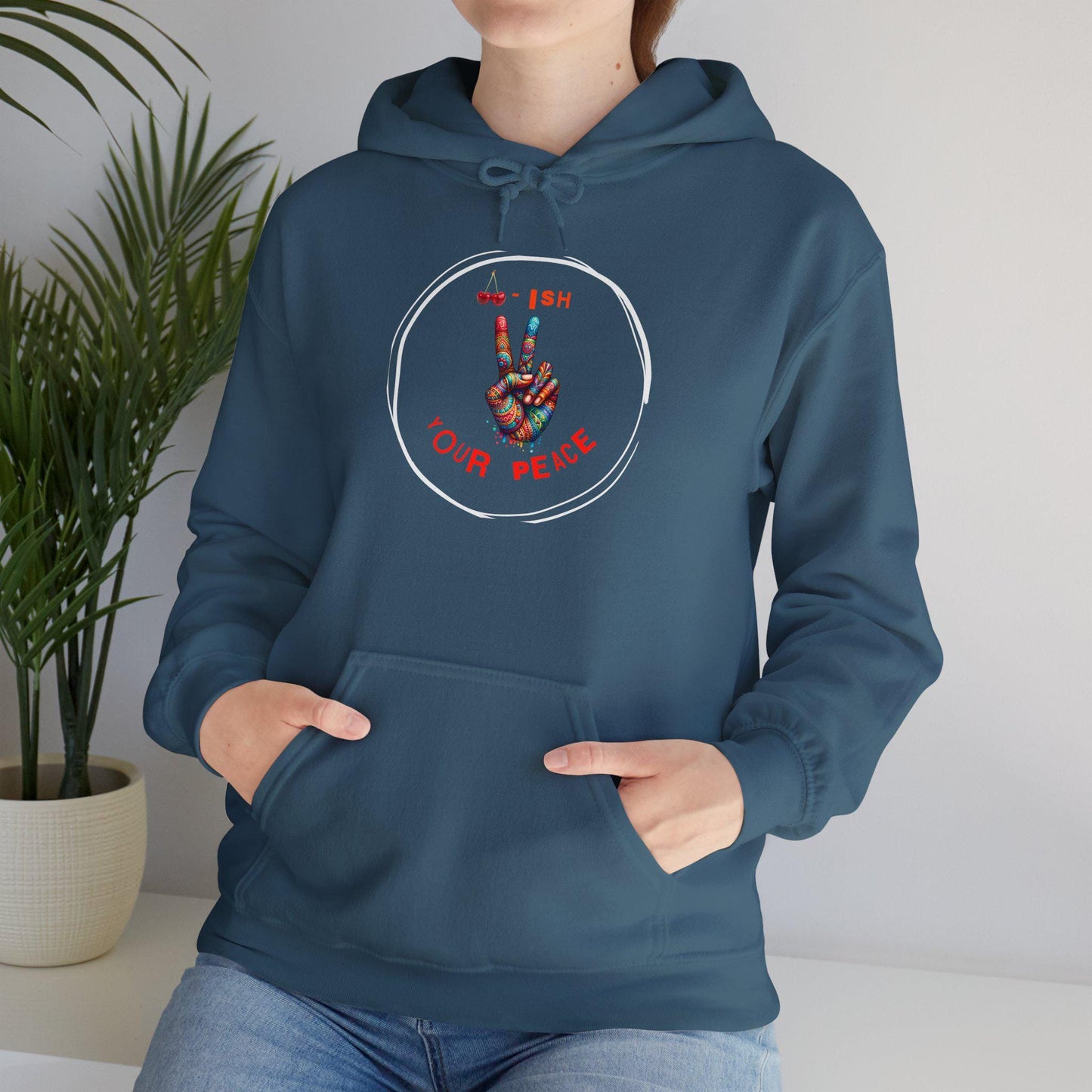 Cherrish Your Peace Sign Unisex Hoodie with Vibrant Design, Cozy Sweatshirt for Everyday Wear, Perfect Gift for Activists, Casual Streetwear