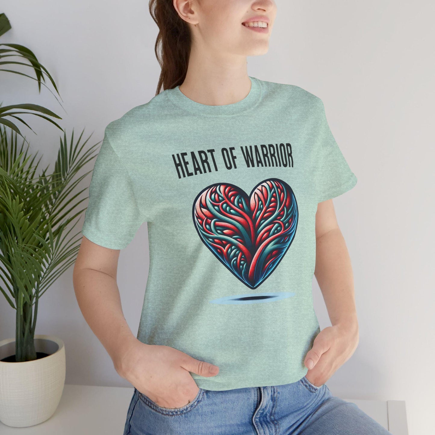 Heart of Warrior Unisex Tee, Inspirational Shirt, Motivational Gift, Casual Spring Summer Fall Wear, Empowerment Apparel, Heart Graphics Tee