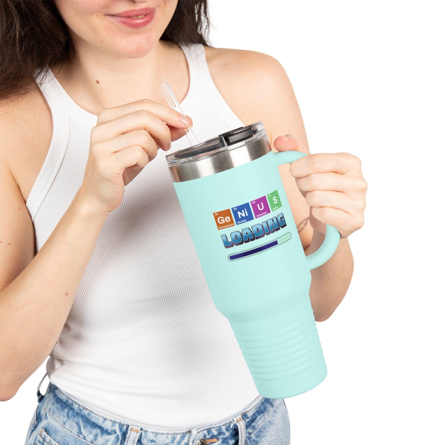 Genius Loading Insulated Travel Mug | 40oz Coffee Tumbler | Perfect Gift for Coffee Lovers, Travel, Home, Office, back to School Refreshment