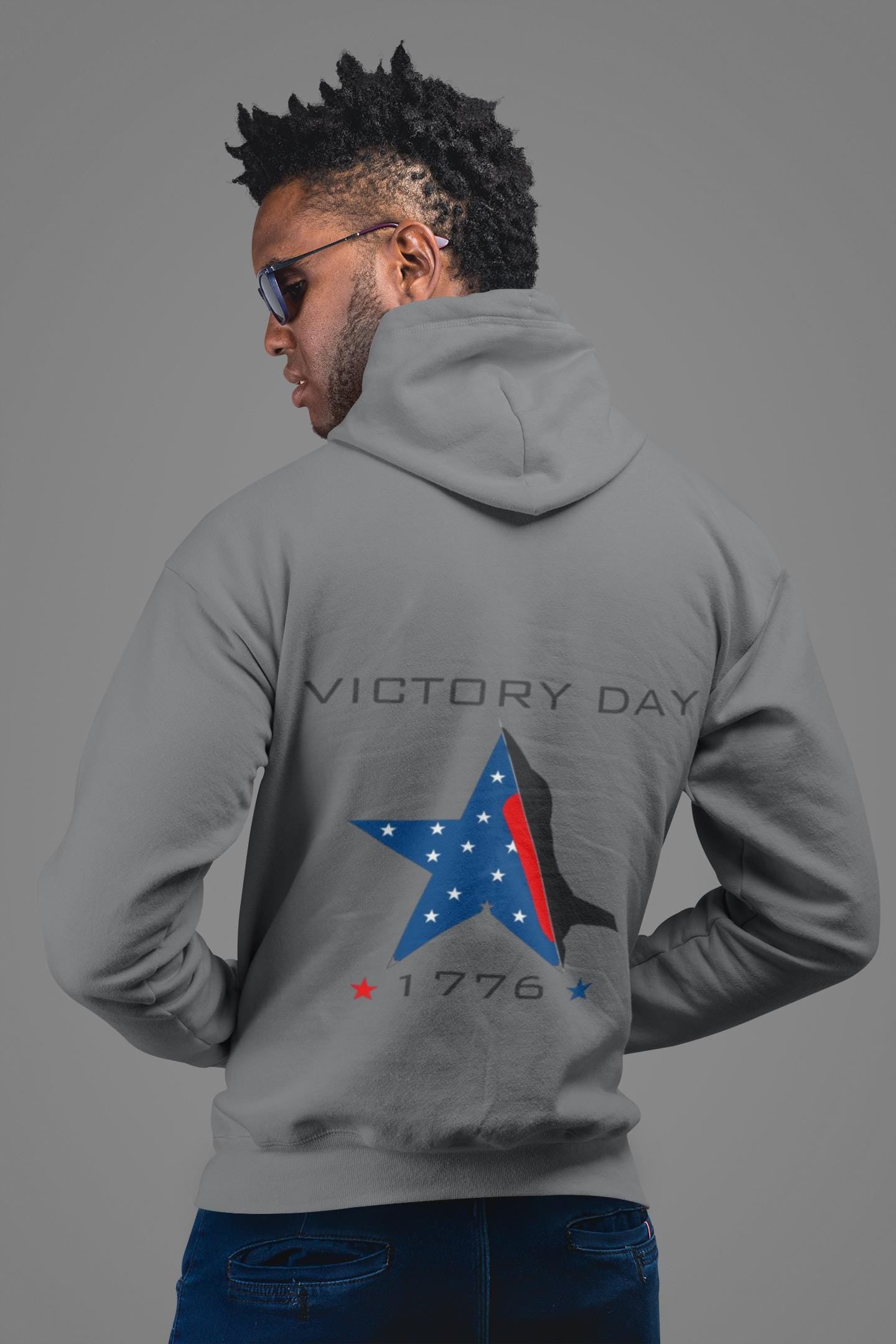 Victory Day Hoodie, Patriotic Sweatshirt, Comfy Casual Wear, Gift for Veterans, Independence Day Apparel, American Pride, Red White Blue