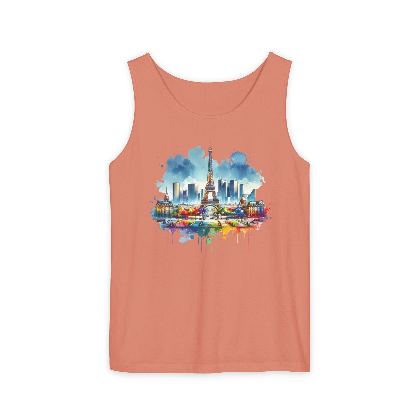 Paris en Couleur Tank Top, Eiffel Tower Art Shirt, Vacation Vibe Tee, Summer Wardrobe Essential, Casual Holiday Weekend Wear