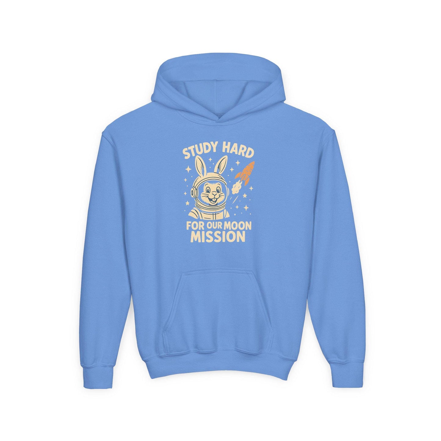 Astronaut Bunny Youth Hoodie, Study Hard Hoodie, Back to School Gift for Student, Welcome Back Hoodie, Back-to-School Hoodie, Student Hoodie