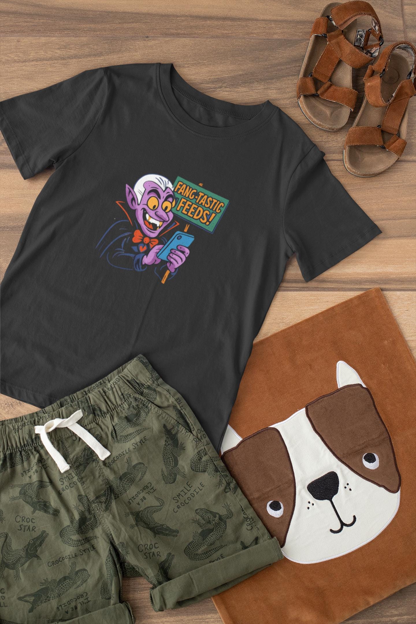 Fang-tastic Feeds Youth Tee, Halloween T-Shirt, Kids Graphic Tee, Cute Monster Shirt, Casual Wear Back to School Apparel for Boys & Girls