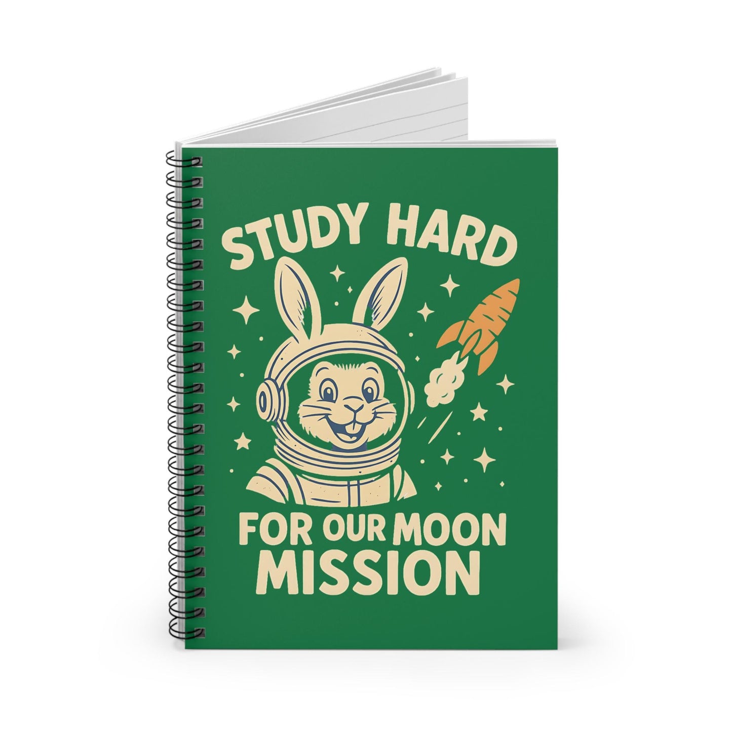 Astronaut Bunny Spiral Notebook - Study Hard for Our Moon Mission, Students Teachers STEM Gift Cute, Study Notes Planner Back to School