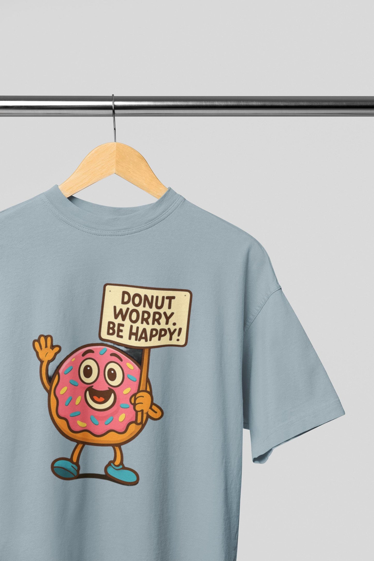 Donut Worry Be Happy T-Shirt - Fun and Inspirational Graphic Tee for Food Lovers, Perfect for Gifts, Casual Wear, Birthday, and Celebrations