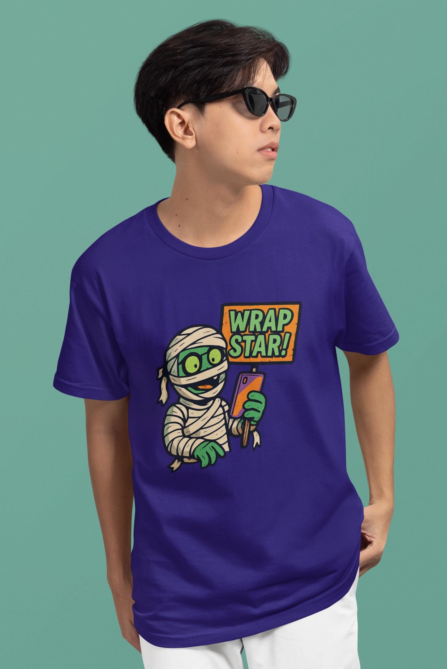 Youth Mummy Wrap Star Tee - Fun Halloween Shirt, Kids' Costume Tee, Cute Ghost Tee, Spooky Party Outfit, Trick or Treat Top Back to School