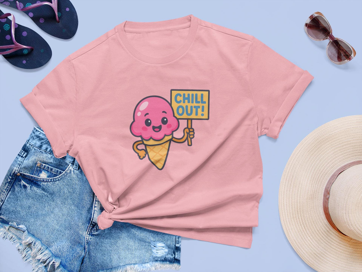Kids Ice Cream T-Shirt - Chill Out Tee for Summer Fun, Gift for Boy & Girls, Playtime Essentials, Summer Vibes, Back to School Apparel