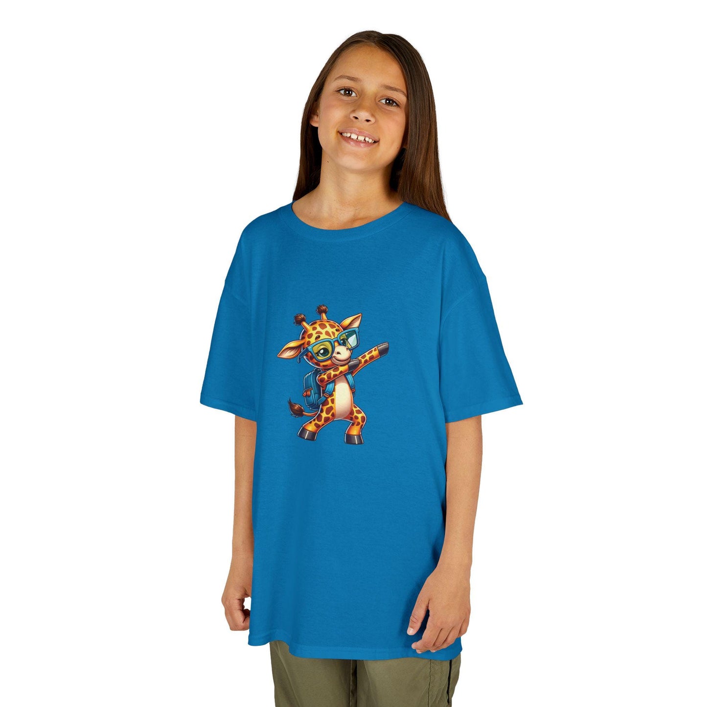 Kids Back to School Happy Giraffe T-Shirt, Floral Globe Graphic Tee, Fun Shirt for Children, Cool Back to School Clothing for Him and Her