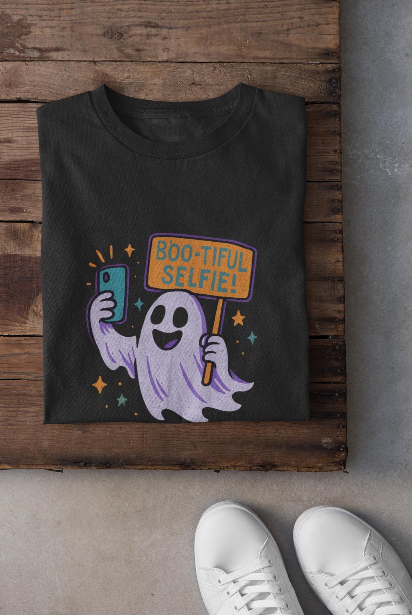 Boo-tiful Selfie Ghost Kids Tee, Halloween Shirt, Youth Tee for Boys and Boys, Spooky Kids Apparel, Fun Ghost Design, Back to School Apparel