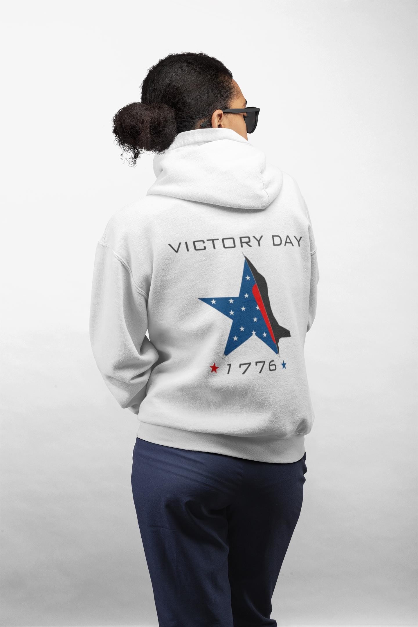 Victory Day Hoodie, Patriotic Sweatshirt, Comfy Casual Wear, Gift for Veterans, Independence Day Apparel, American Pride, Red White Blue
