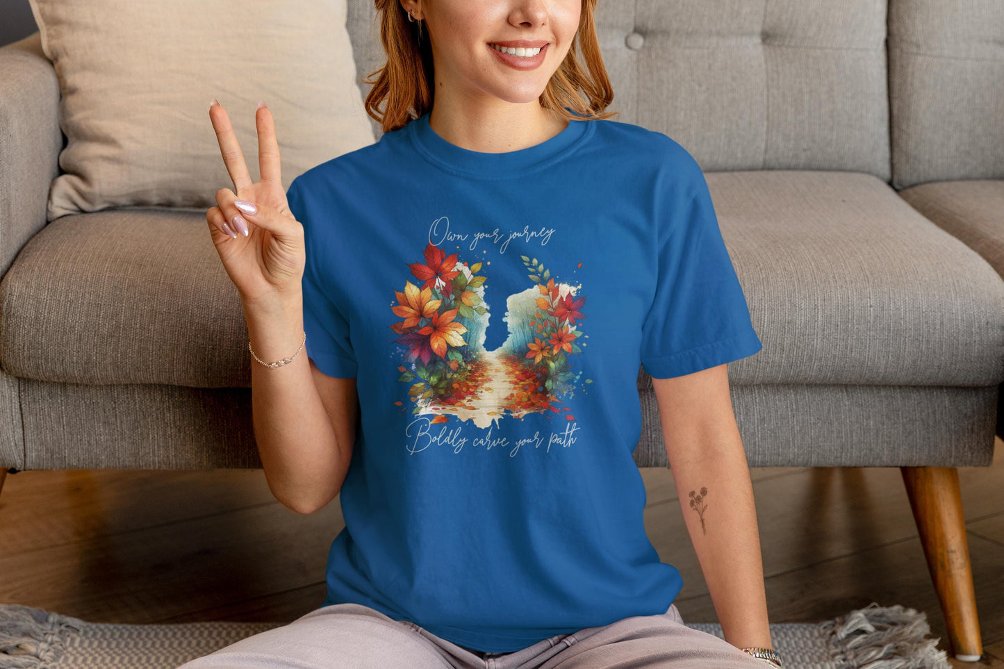 Colorful Autumn T-Shirt, Nature Vibe Tee, Comfort Colors, Own Your Journey, Boldly Carve Your Path, Inspiring Boho Casual Wear, Unisex