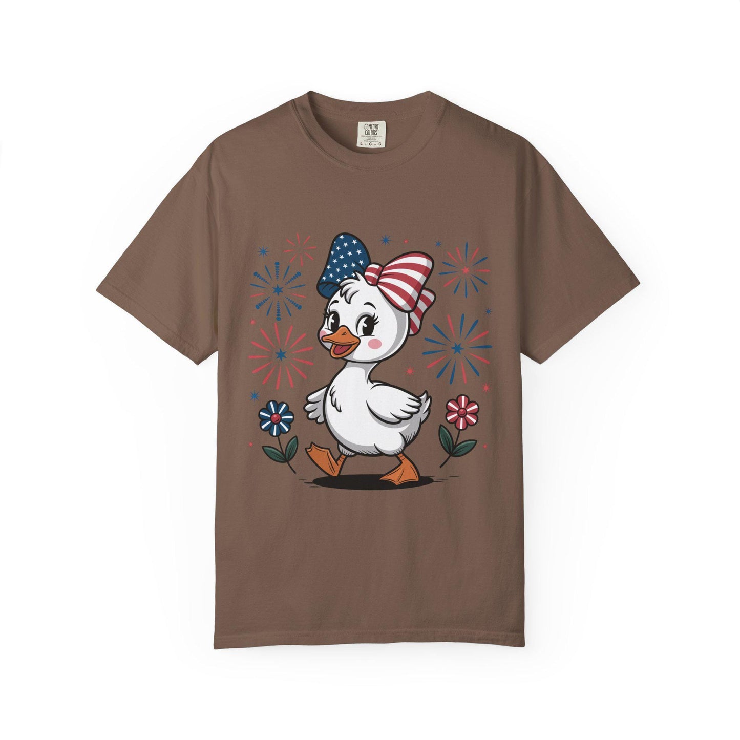 Patriotic Duck T-Shirt, Men and Women Garment-Dyed Tee for July 4th, Summer BBQ, Independence Day, Red White Blue, Comfort Colors Wear.