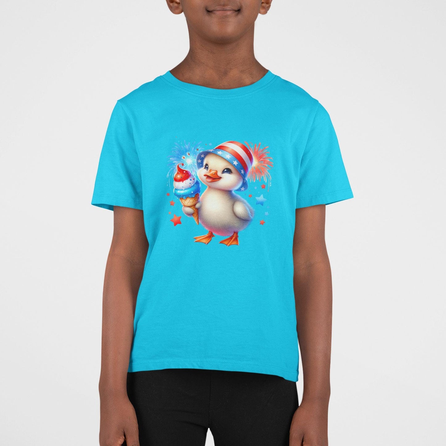 Fourth July Tee, Kids Fun Duck Graphic Tee, Fun Shirt for Children, Cool Summer Clothing, Independence Day Gift For Kids, Red White Blue