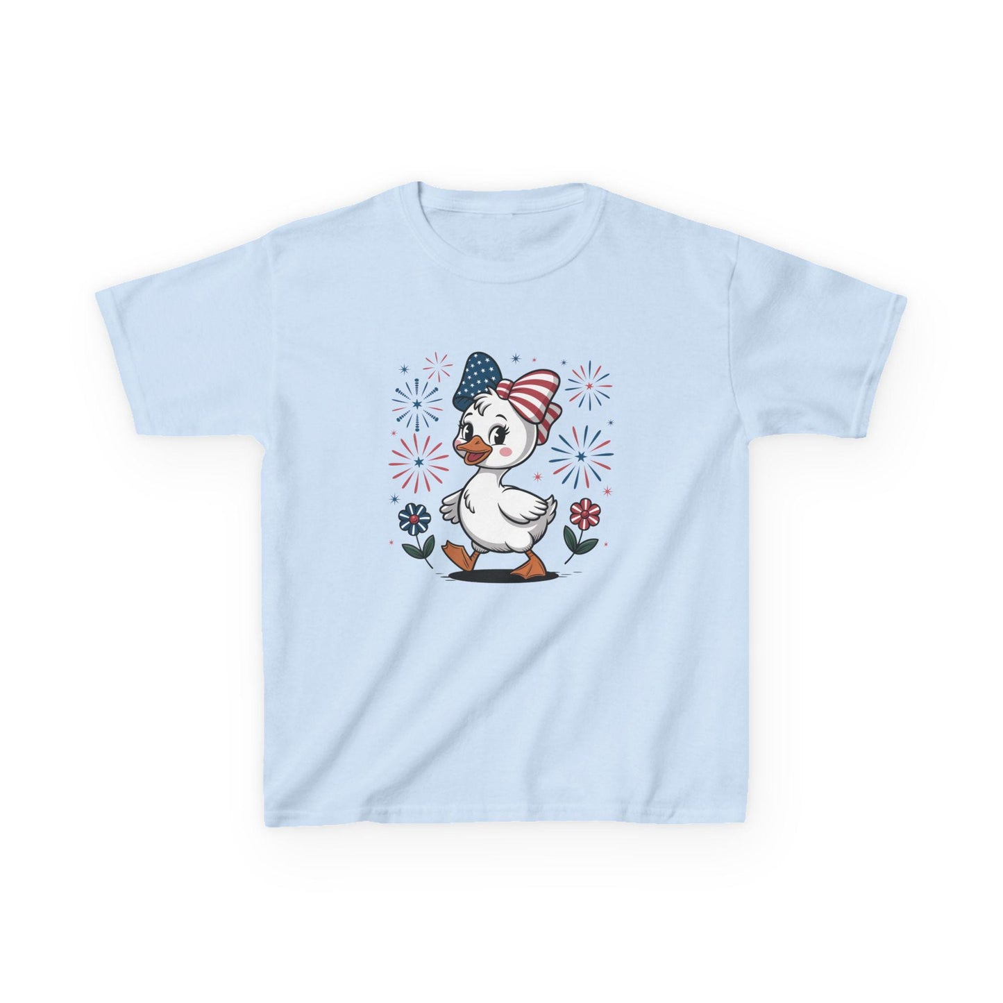 Kids Patriotic Duck T-Shirt, Boy and Girl Graphic Tee for July 4th, Summer BBQ, Independence Day, Red White Blue, Comfort Colors Wear.