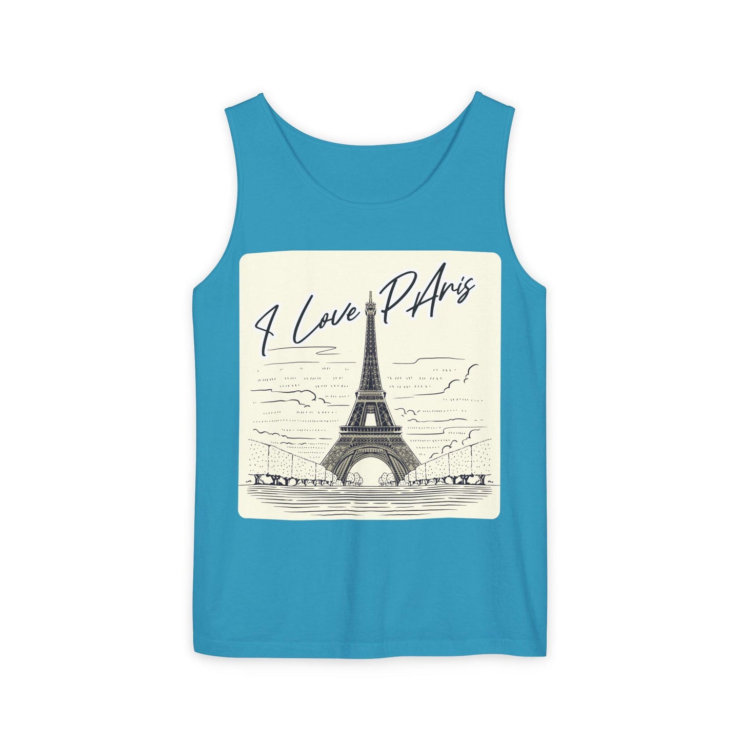 Paris Love Tank Top, Casual Fashion Top, Gift for Travelers, Summer Wardrobe Essential, Eiffel Tower Art Shirt, European Vacation Vibe Tee