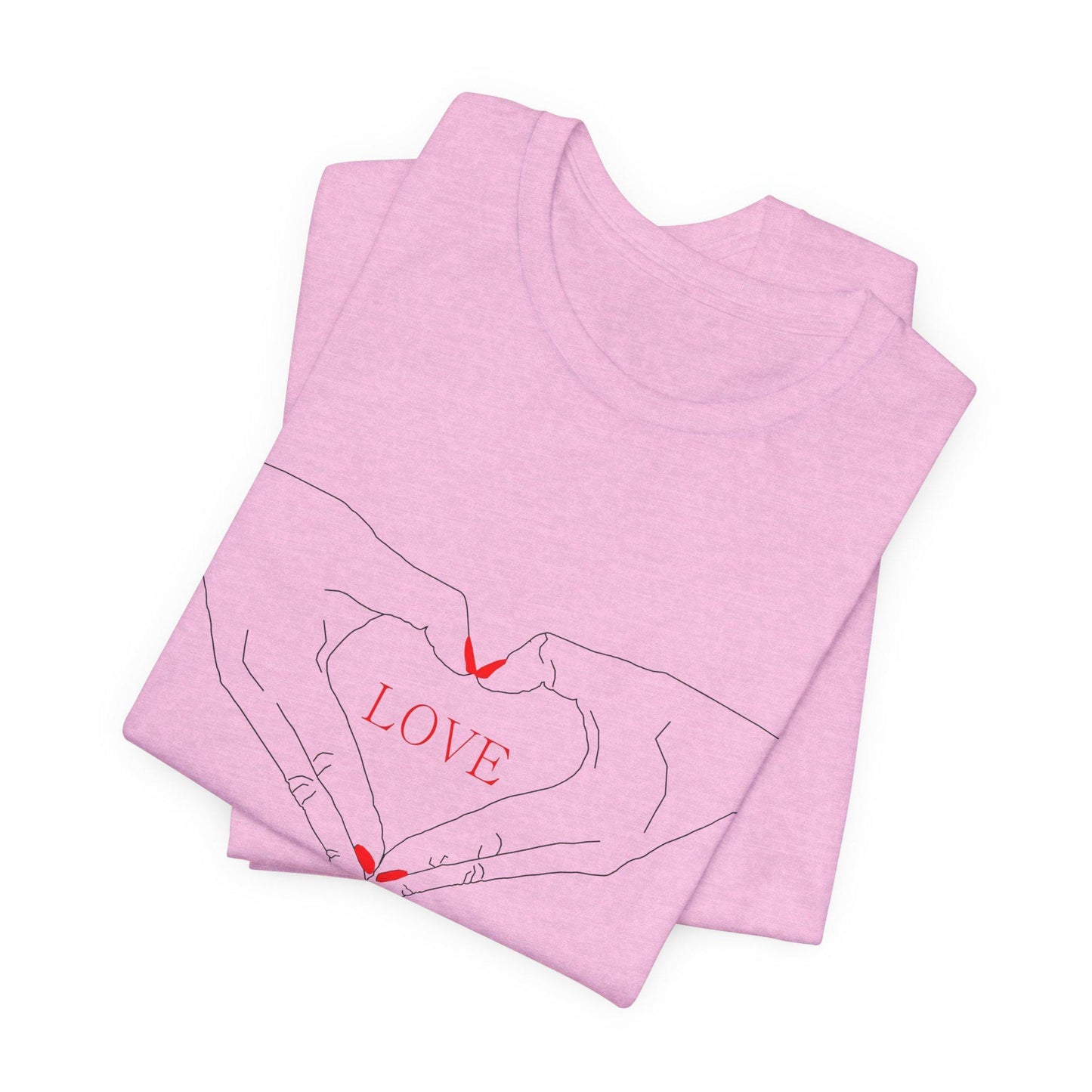 I Heart Love Hands Unisex Jersey Tee, Cute Couple Shirt, Gift for Her, Gift for Him, Valentine's Day Gift, Everyday Casual Wear