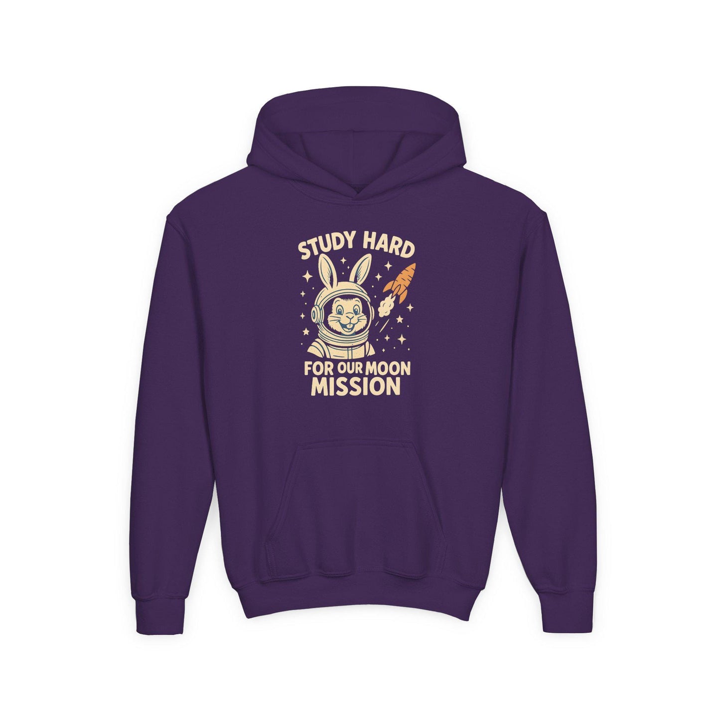 Astronaut Bunny Youth Hoodie, Study Hard Hoodie, Back to School Gift for Student, Welcome Back Hoodie, Back-to-School Hoodie, Student Hoodie