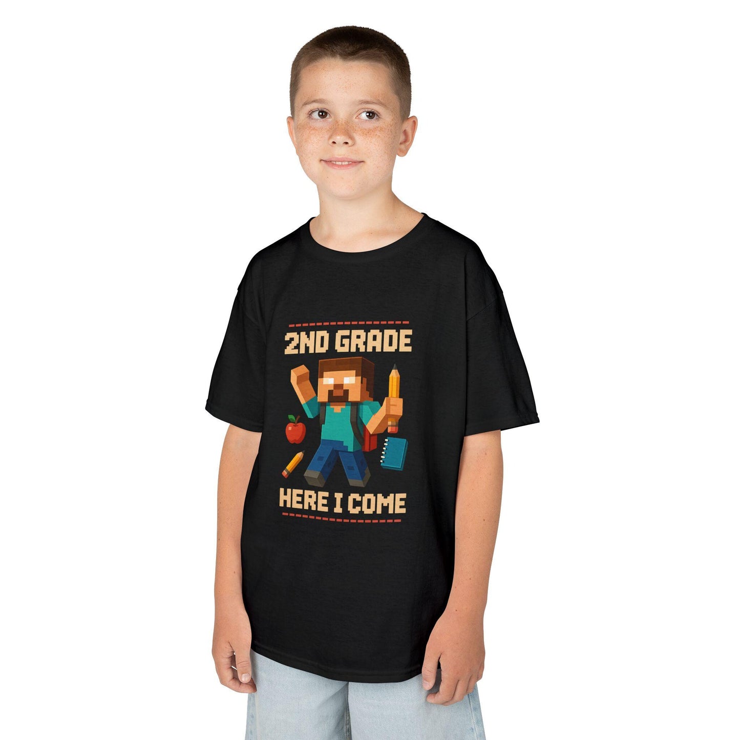 2nd Grade Here I Come Tee, Kids Cotton T-Shirt, Funny Back to School Children's T-Shirt Gift, Kids Birthday Present for Fisrt Day of School